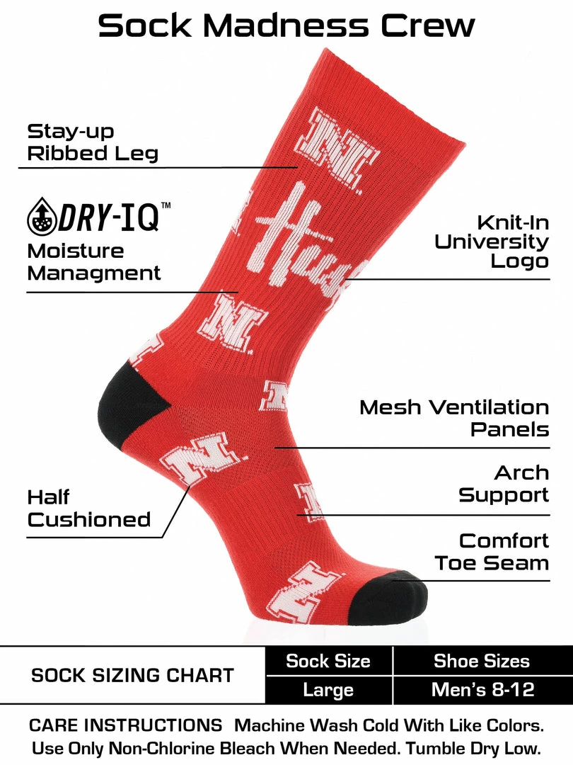 Coupon 💯 TCK Nebraska Cornhuskers 🧦 Socks Crew Length Sock Mayhem ❤️ 3 TCK Nebraska Cornhuskers Socks Crew Length Sock Mayhem