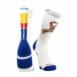 TCK Basketball Socks Autism Awareness Puzzle Ribbon Socks Crew Length