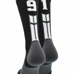 MadSportsStuff Black Player ID Custom Number Crew Socks For Basketball Lacrosse Volleyball Boys And Girls Volleyball Socks