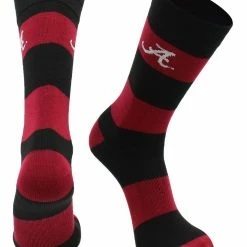 TCK All Schools Alabama Crimson Tide Socks Game Day Striped Crew Socks