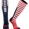 Baseball Socks TCK Elite USA Flag Patriot Red White Blue Basketball Football Knee High Socks
