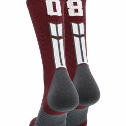 MadSportsStuff Maroon Player ID Custom Number Crew Socks For Basketball Lacrosse Volleyball Boys And Girls Volleyball Socks
