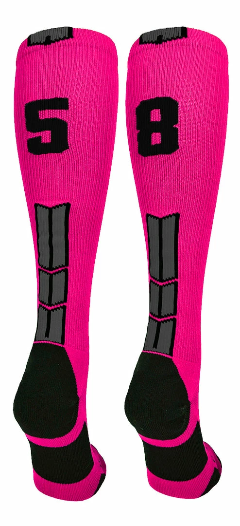 Best Sale ๐ MadSportsStuff โพ Baseball ๐งฆ Socks Neon Pink And Black Player ID Custom Number Over The Calf ๐งฆ Socks For ๐ฅ Softball โพ Baseball Football Boys And ๐ง Girls โจ 22 MadSportsStuff Baseball Socks Neon Pink And Black Player ID Custom Number Over The Calf Socks For Softball Baseball Football Boys And Girls