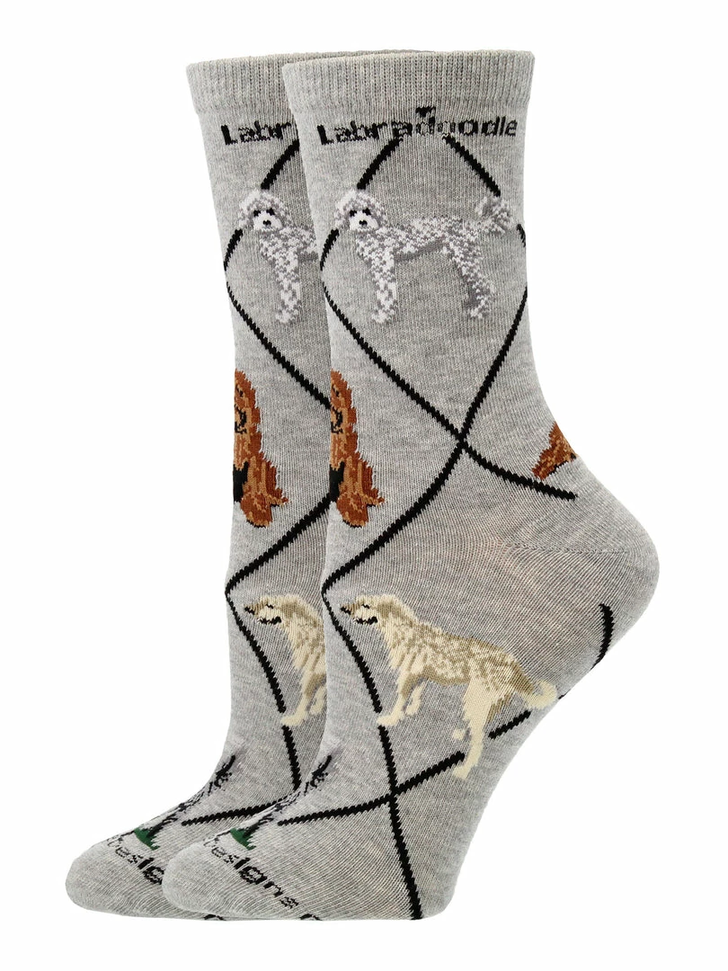 Outlet 😍 WHD Labradoodle 🧦 Socks For 👩 Women Gift For 🦮 Dog Lovers Crazy 🧦 Socks - Crew ❤️ 2 WHD Labradoodle Socks For Women Gift For Dog Lovers Crazy Socks - Crew