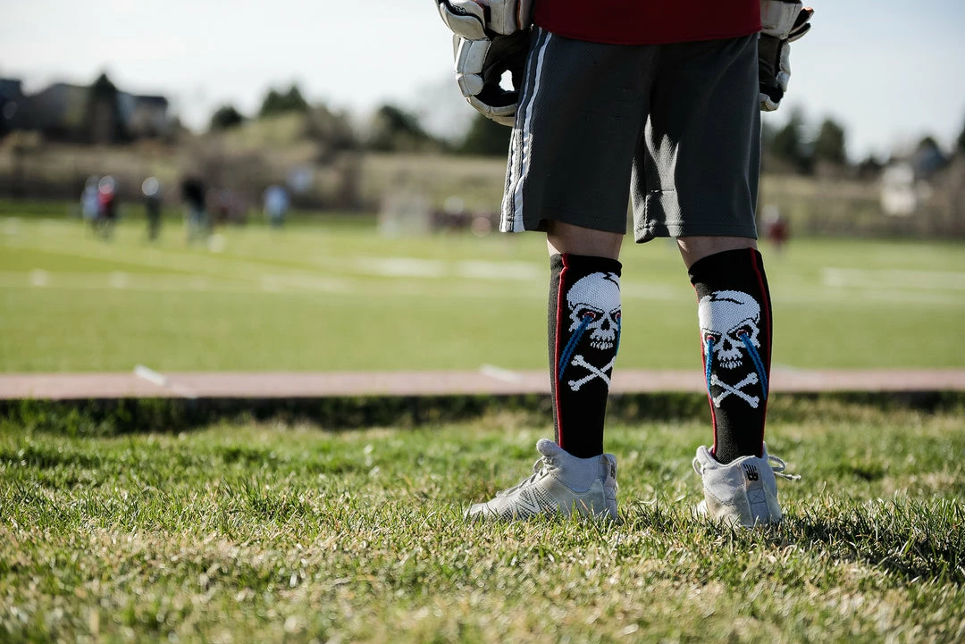 Hot Sale 🧨 MadSportsStuff Crazy 🧦 Socks With Laser Skull And Crossbones Over The Calf 🧦 Socks 🧨 5 MadSportsStuff Crazy Socks With Laser Skull And Crossbones Over The Calf Socks