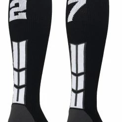MadSportsStuff Black Player ID Custom Number Over The Calf Socks For Softball Baseball Football Boys And Girls