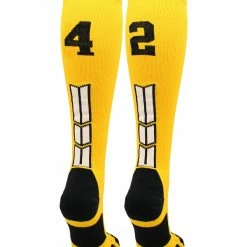 MadSportsStuff Gold Player ID Custom Number Over The Calf Socks For Softball Baseball Football Boys And Girls