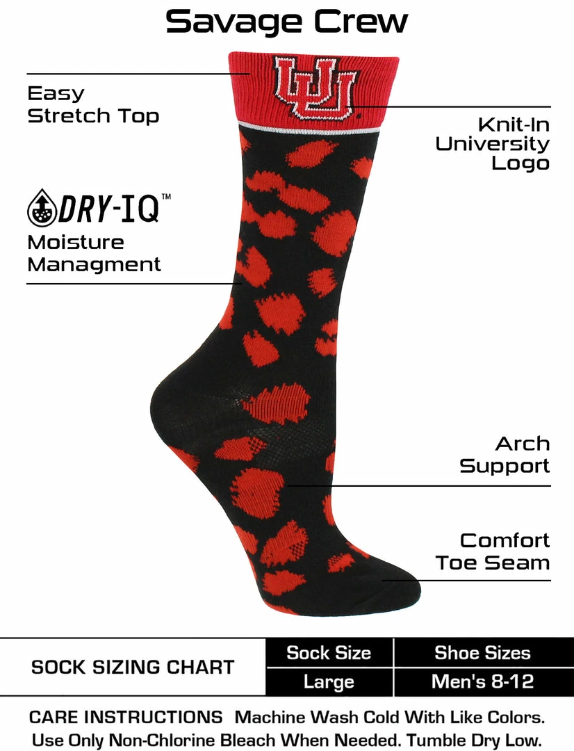 Buy ๐ TCK Utah Utes ๐งฆ Socks ๐ฉ Womens Savage Crew ๐งฆ Socks ๐ 3 TCK Utah Utes Socks Womens Savage Crew Socks