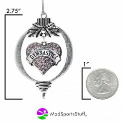 MadSportsStuff Gymnast Christmas Ornament With Crystal Gymnastics Heart Charm