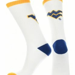 TCK West Virginia Mountaineers Socks Basic Crew White Socks All Schools
