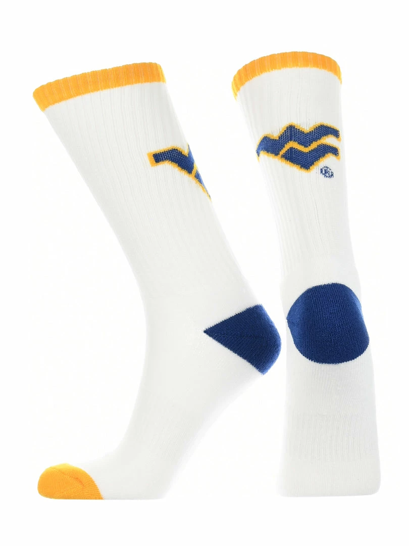 Wholesale ๐ TCK West Virginia Mountaineers ๐งฆ Socks Basic Crew White ๐งฆ Socks All Schools ๐ฏ 2 TCK West Virginia Mountaineers Socks Basic Crew White Socks All Schools
