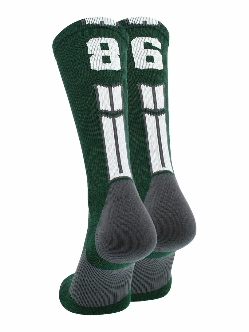 Buy โ๏ธ MadSportsStuff Dark Green Player ID Custom Number Crew ๐งฆ Socks For ๐ Basketball Lacrosse Volleyball Boys And ๐ง Girls ๐ 43 MadSportsStuff Dark Green Player ID Custom Number Crew Socks For Basketball Lacrosse Volleyball Boys And Girls