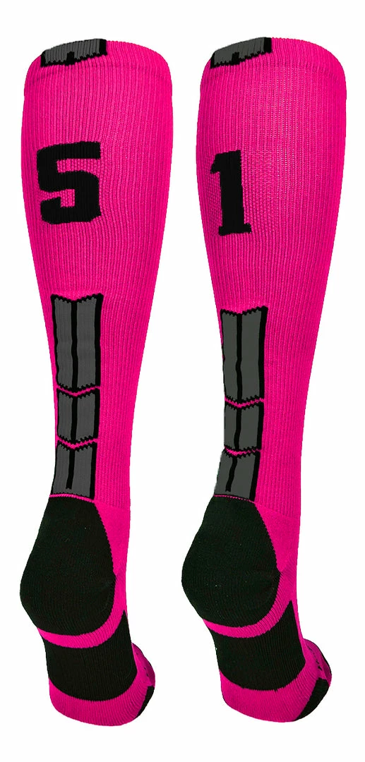 Discount ๐ฅ MadSportsStuff Neon Pink And Black Player ID Custom Number Over The Calf ๐งฆ Socks For ๐ฅ Softball โพ Baseball Football Boys And ๐ง Girls โพ Baseball ๐งฆ Socks ๐ 30 MadSportsStuff Neon Pink And Black Player ID Custom Number Over The Calf Socks For Softball Baseball Football Boys And Girls Baseball Socks