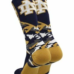 TCK University Of Notre Dame Socks Fighting Irish Woodland Camo Crew Length