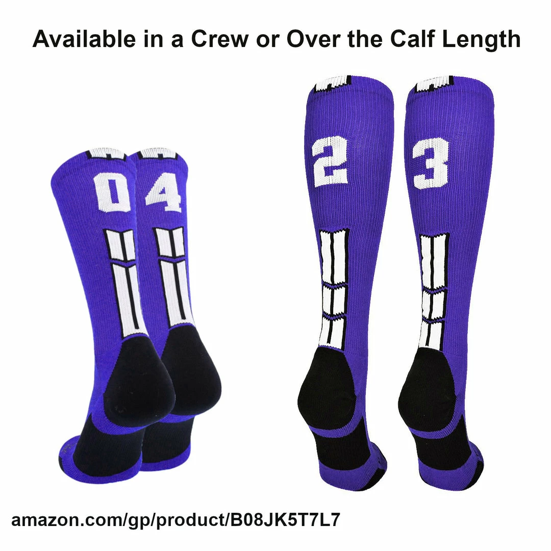 Discount ๐ MadSportsStuff Purple Player ID Custom Number Over The Calf ๐งฆ Socks For ๐ฅ Softball โพ Baseball Football Boys And ๐ง Girls ๐ฅ Softball ๐งฆ Socks ๐ 6 MadSportsStuff Purple Player ID Custom Number Over The Calf Socks For Softball Baseball Football Boys And Girls Softball Socks
