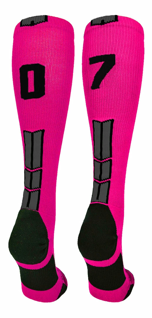 Discount ๐ฅ MadSportsStuff Neon Pink And Black Player ID Custom Number Over The Calf ๐งฆ Socks For ๐ฅ Softball โพ Baseball Football Boys And ๐ง Girls โพ Baseball ๐งฆ Socks ๐ 72 MadSportsStuff Neon Pink And Black Player ID Custom Number Over The Calf Socks For Softball Baseball Football Boys And Girls Baseball Socks