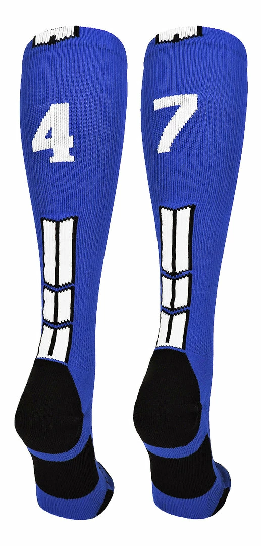 Brand new ๐ฅฐ MadSportsStuff Royal Player ID Custom Number Over The Calf ๐งฆ Socks For ๐ฅ Softball โพ Baseball Football Boys And ๐ง Girls ๐ 83 MadSportsStuff Royal Player ID Custom Number Over The Calf Socks For Softball Baseball Football Boys And Girls