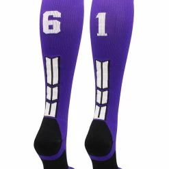 New โ๏ธ MadSportsStuff Purple Player ID Custom Number Over The Calf ๐งฆ Socks For ๐ฅ Softball โพ Baseball Football Boys And ๐ง Girls ๐ 124 MadSportsStuff Purple Player ID Custom Number Over The Calf Socks For Softball Baseball Football Boys And Girls