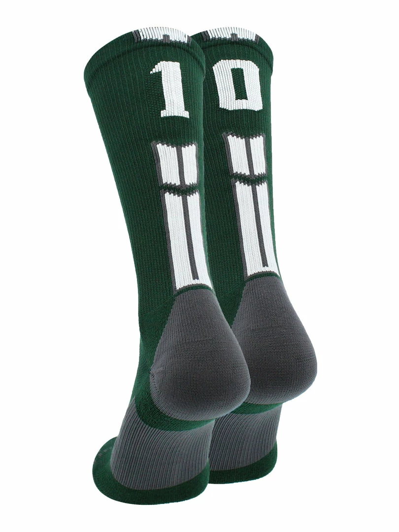 Buy โ๏ธ MadSportsStuff Dark Green Player ID Custom Number Crew ๐งฆ Socks For ๐ Basketball Lacrosse Volleyball Boys And ๐ง Girls ๐ 68 MadSportsStuff Dark Green Player ID Custom Number Crew Socks For Basketball Lacrosse Volleyball Boys And Girls