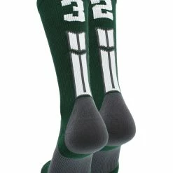 MadSportsStuff Dark Green Player ID Custom Number Crew Socks For Basketball Lacrosse Volleyball Boys And Girls Volleyball Socks