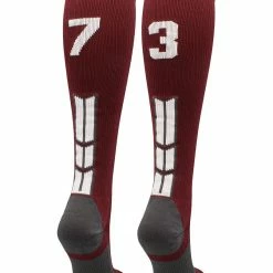 MadSportsStuff Maroon Player ID Custom Number Over The Calf Socks For Softball Baseball Football Boys And Girls Softball Socks
