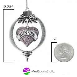 MadSportsStuff Christmas Ornament With Crystal Runner Heart Charm Ornaments