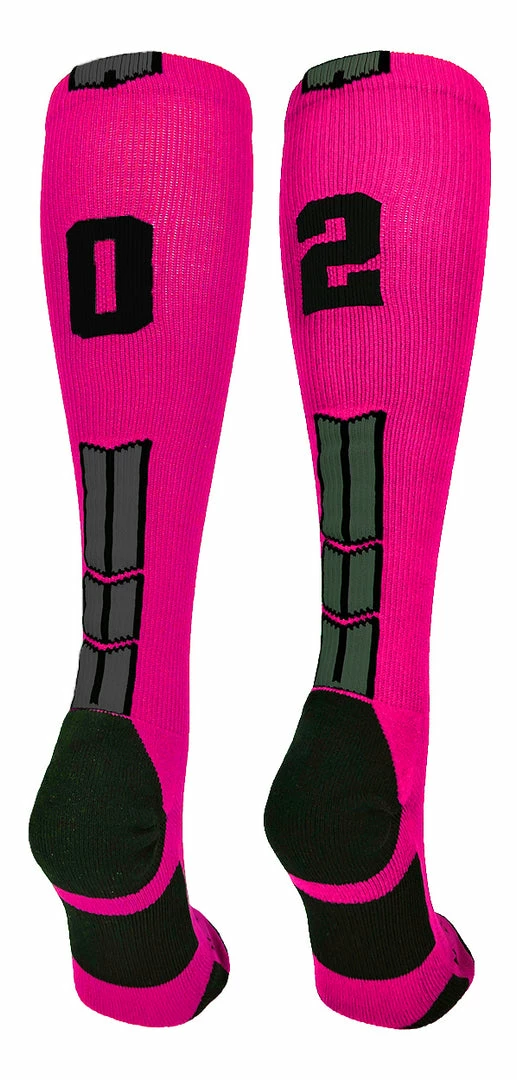 Discount ๐ฅ MadSportsStuff Neon Pink And Black Player ID Custom Number Over The Calf ๐งฆ Socks For ๐ฅ Softball โพ Baseball Football Boys And ๐ง Girls โพ Baseball ๐งฆ Socks ๐ 77 MadSportsStuff Neon Pink And Black Player ID Custom Number Over The Calf Socks For Softball Baseball Football Boys And Girls Baseball Socks