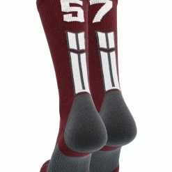 MadSportsStuff Maroon Player ID Custom Number Crew Socks For Basketball Lacrosse Volleyball Boys And Girls Volleyball Socks
