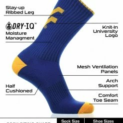 TCK West Virginia Mountaineers Socks Campus Legend Crew Length