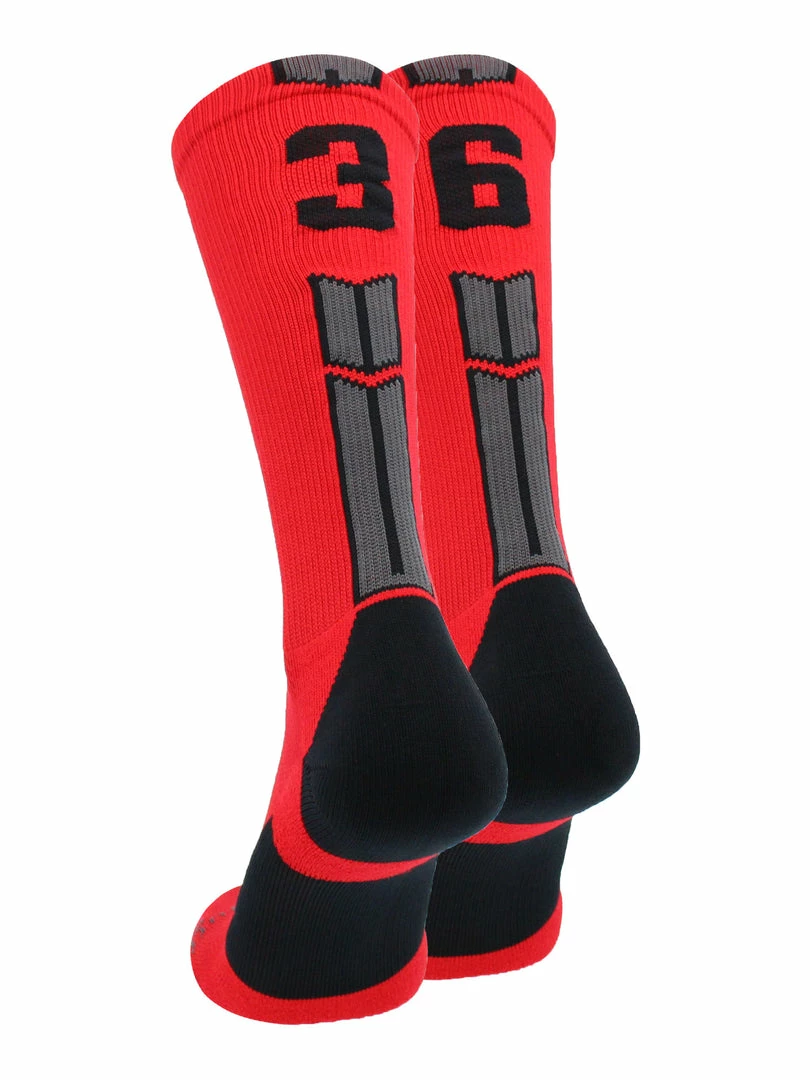 Promo ๐ MadSportsStuff Red And Black Player ID Custom Number Crew ๐งฆ Socks For ๐ Basketball Lacrosse Volleyball Boys And ๐ง Girls Volleyball ๐งฆ Socks โจ 104 MadSportsStuff Red And Black Player ID Custom Number Crew Socks For Basketball Lacrosse Volleyball Boys And Girls Volleyball Socks