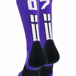 MadSportsStuff Purple Player ID Custom Number Crew Socks For Basketball Lacrosse Volleyball Boys And Girls Volleyball Socks