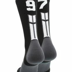 MadSportsStuff Black Player ID Custom Number Crew Socks For Basketball Lacrosse Volleyball Boys And Girls Volleyball Socks