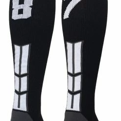 MadSportsStuff Black Player ID Custom Number Over The Calf Socks For Softball Baseball Football Boys And Girls