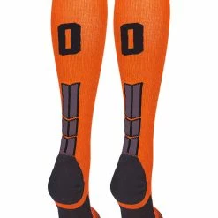 MadSportsStuff Orange And Black Player ID Custom Number Over The Calf Socks For Softball Baseball Football Boys And Girls