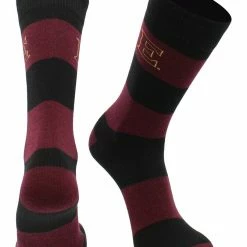 TCK All Schools Elon Phoenix Socks Game Day Striped Crew Socks