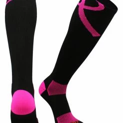 TCK Pink Ribbon Awareness Over The Calf Socks