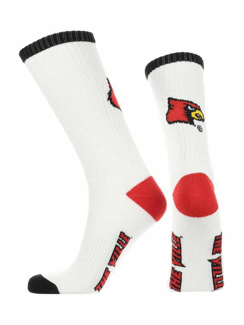 Hot Sale ✔️ TCK Louisville Cardinals 🧦 Socks Basic Crew White 🧦 Socks All Schools 🥰 2 TCK Louisville Cardinals Socks Basic Crew White Socks All Schools