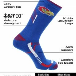 TCK KU Kansas Jayhawks Socks University Of Kansas Jayhawks Champion Crew Socks All Schools