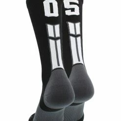 MadSportsStuff Black Player ID Custom Number Crew Socks For Basketball Lacrosse Volleyball Boys And Girls Volleyball Socks