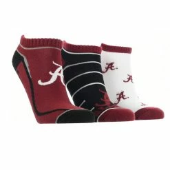 TCK Alabama Crimson Tide No Show Socks Full Field 3 Pack All Schools