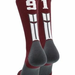 MadSportsStuff Maroon Player ID Custom Number Crew Socks For Basketball Lacrosse Volleyball Boys And Girls Volleyball Socks