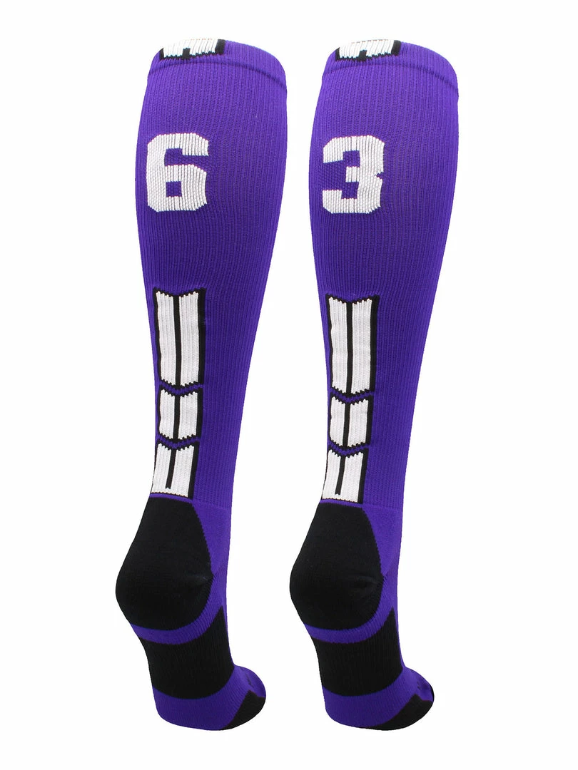 New โ๏ธ MadSportsStuff Purple Player ID Custom Number Over The Calf ๐งฆ Socks For ๐ฅ Softball โพ Baseball Football Boys And ๐ง Girls ๐ 17 MadSportsStuff Purple Player ID Custom Number Over The Calf Socks For Softball Baseball Football Boys And Girls
