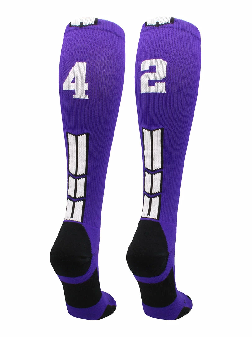 New โ๏ธ MadSportsStuff Purple Player ID Custom Number Over The Calf ๐งฆ Socks For ๐ฅ Softball โพ Baseball Football Boys And ๐ง Girls ๐ 88 MadSportsStuff Purple Player ID Custom Number Over The Calf Socks For Softball Baseball Football Boys And Girls