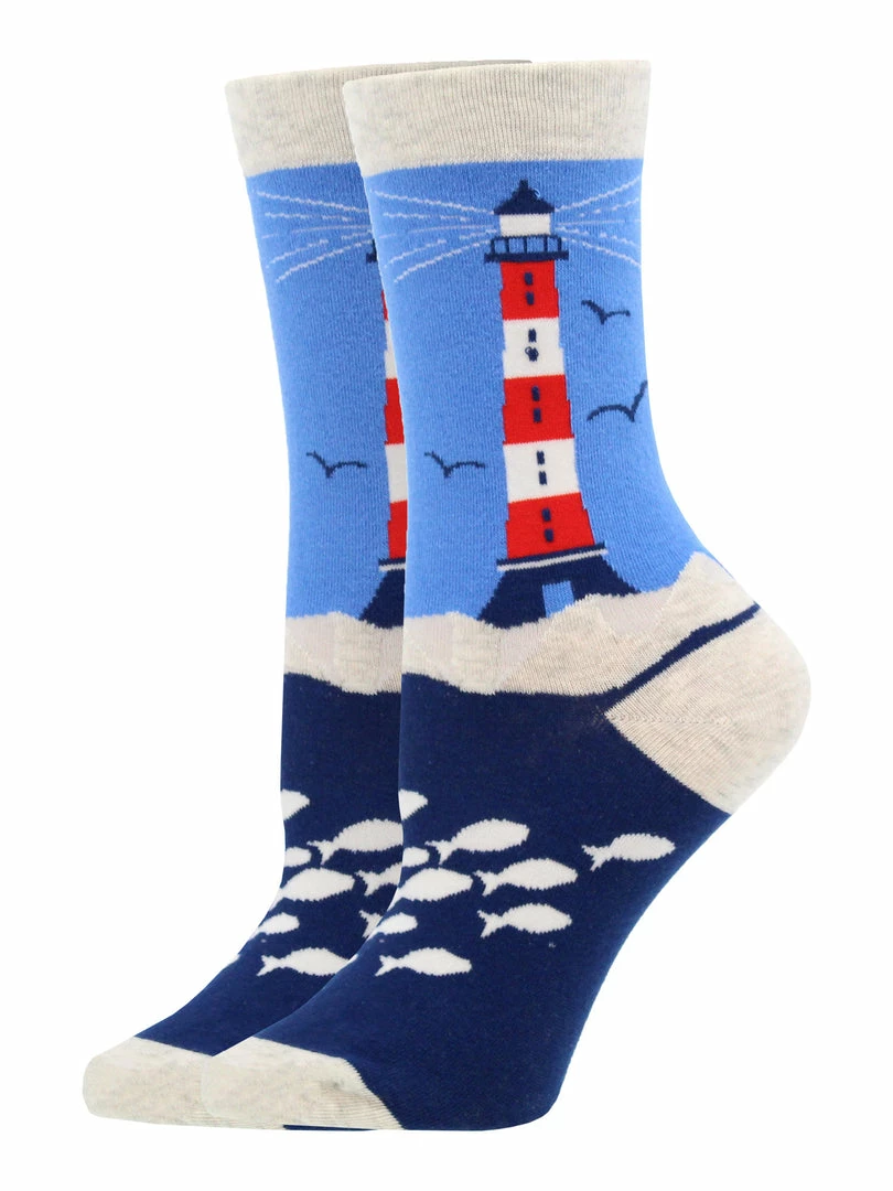 Coupon โญ WHD Crazy ๐งฆ Socks - Crew Lighthouse ๐งฆ Socks For ๐ฉ Women For Ocean Lovers ๐ฅ 2 WHD Crazy Socks - Crew Lighthouse Socks For Women For Ocean Lovers