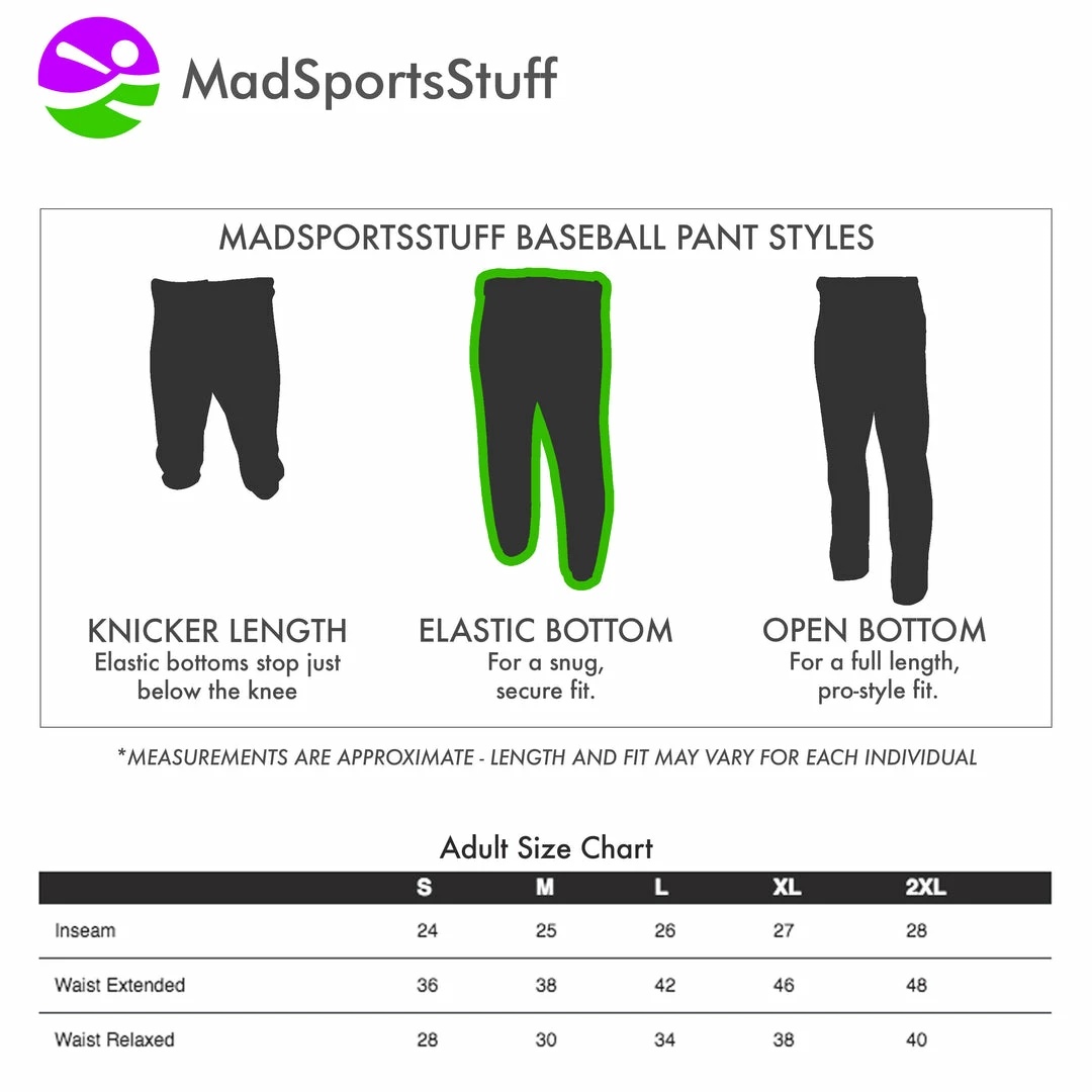 Buy ๐ MadSportsStuff Mens โพ Baseball Pants Elastic Bottom Adult Basic Line ๐ฅ 3 MadSportsStuff Mens Baseball Pants Elastic Bottom Adult Basic Line