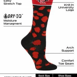 TCK All Schools San Diego State Aztecs Socks Womens Savage Crew Socks