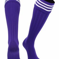 TCK Euro Style 3 Stripe Soccer Socks With Fold Down Top