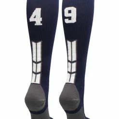 MadSportsStuff Navy Player ID Custom Number Over The Calf Socks For Softball Baseball Football Boys And Girls Softball Socks