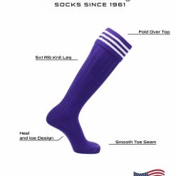TCK Euro Style 3 Stripe Soccer Socks With Fold Down Top