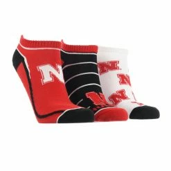 TCK All Schools Nebraska Cornhuskers No Show Socks Full Field 3 Pack